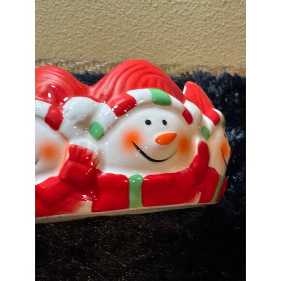Royal Norfolk Snowman Ceramic Candy Dish Bowl 5” Round Snowmen Christmas - Picture 3 of 5